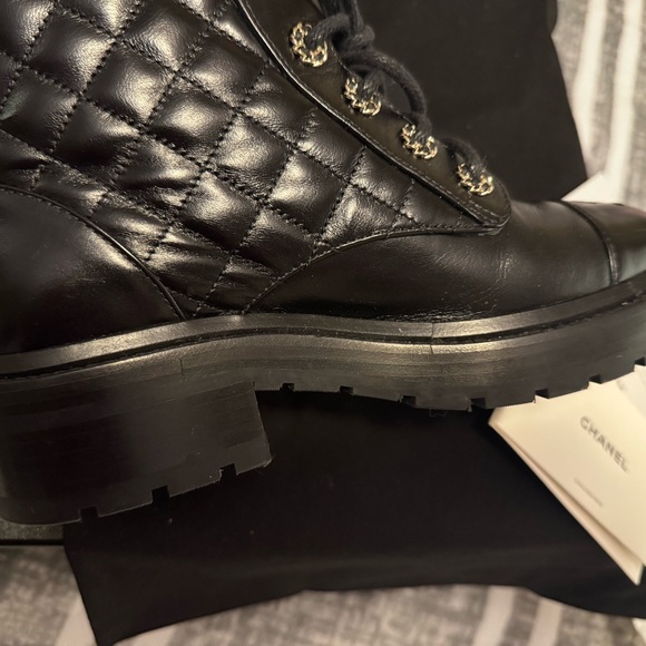 Authentic Chanel Brave Boot 37 Black Calfskin Leather - Picture 3 of 11